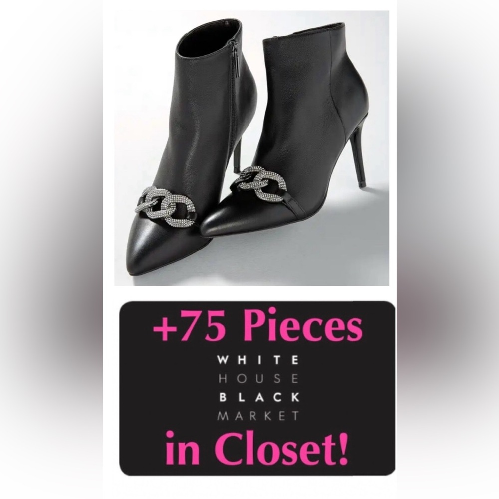 WHBM Hematite Chain Mid-Heel Bootie